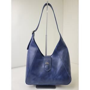 Portland Leather Blue Leather Sturdy Medium Size Shoulder Bag